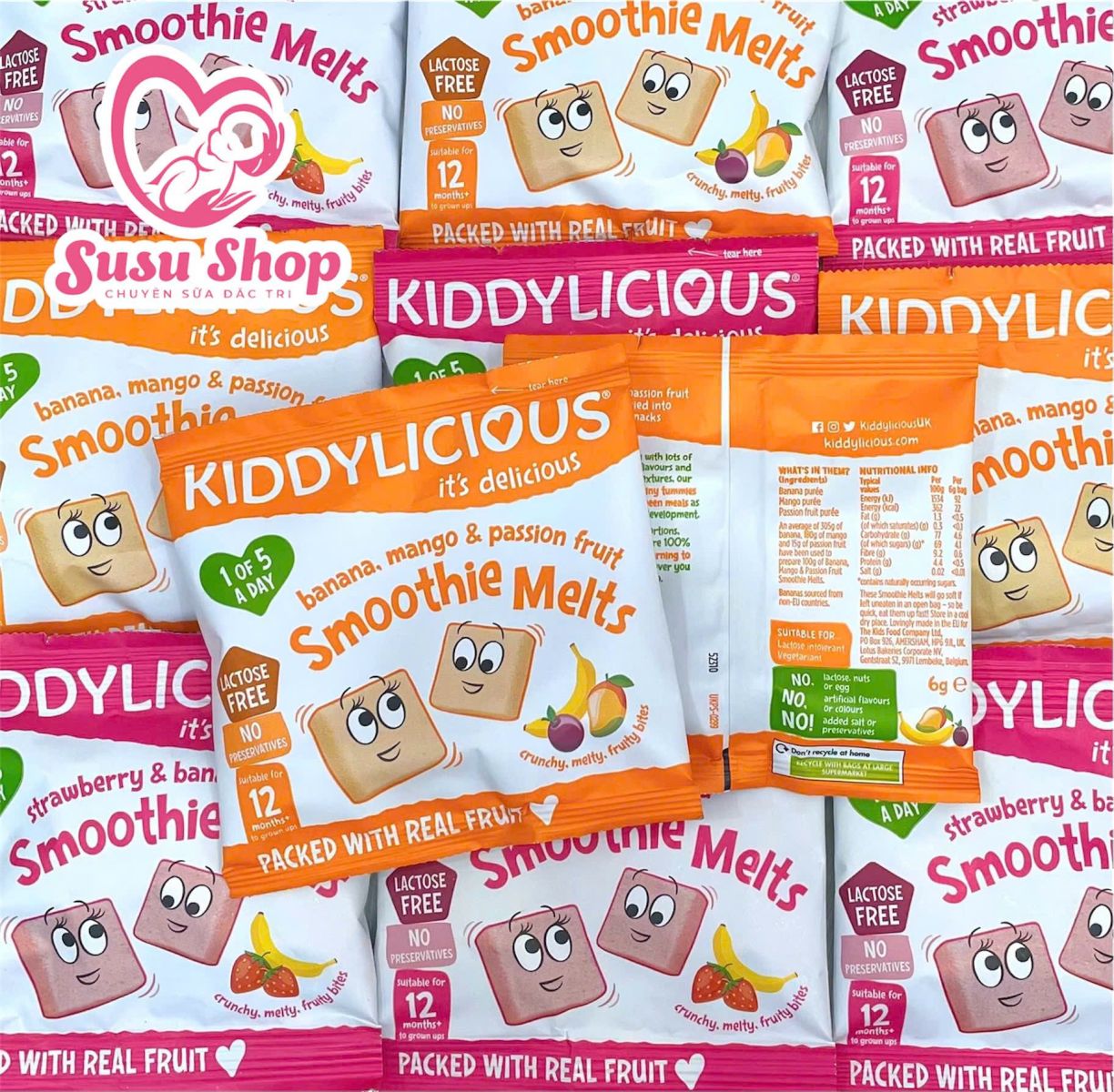Sữa chua hoa quả khô siêu ngon Smoothie Melts của Kiddylicious