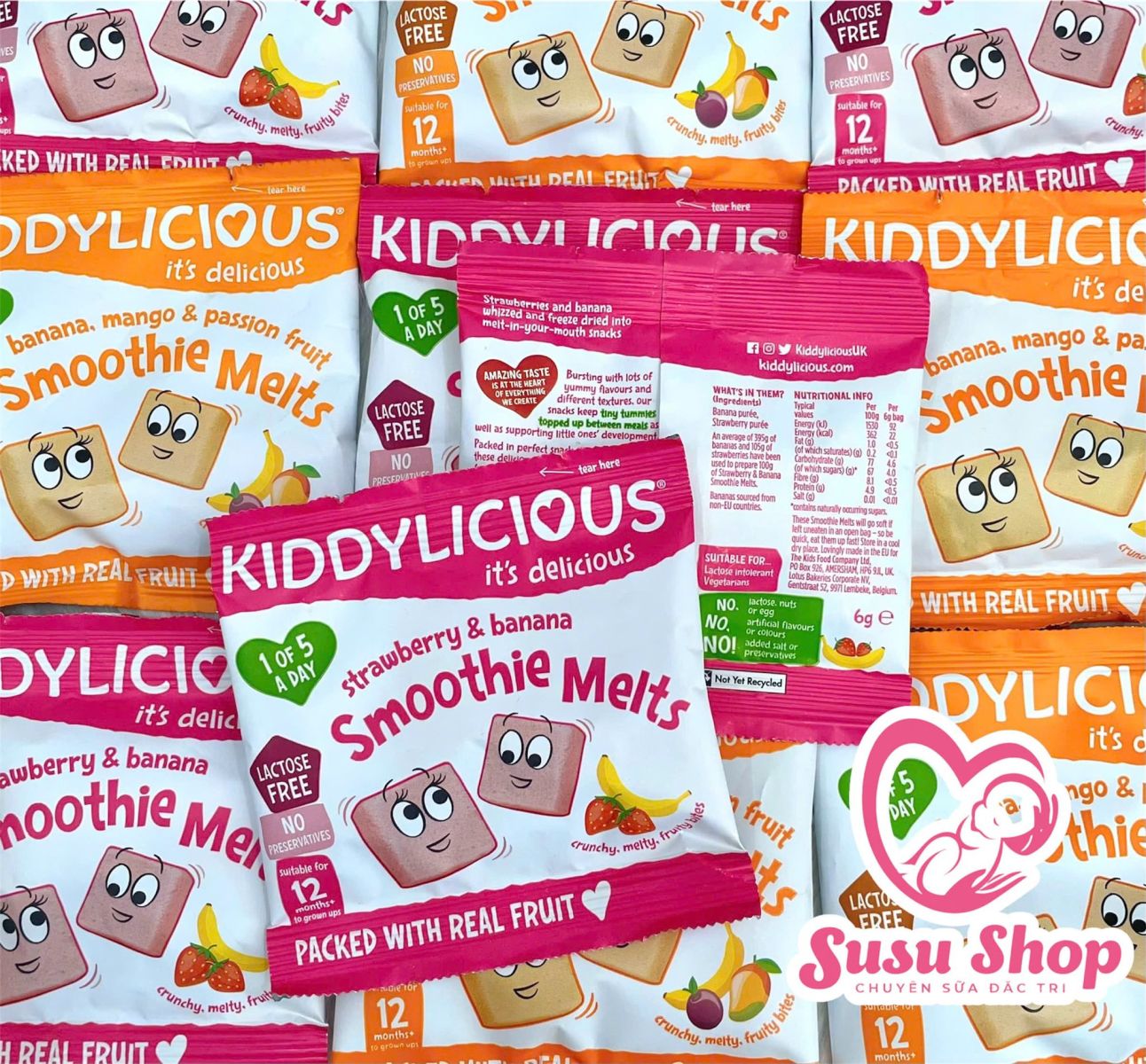 Sữa chua hoa quả khô siêu ngon Smoothie Melts của Kiddylicious