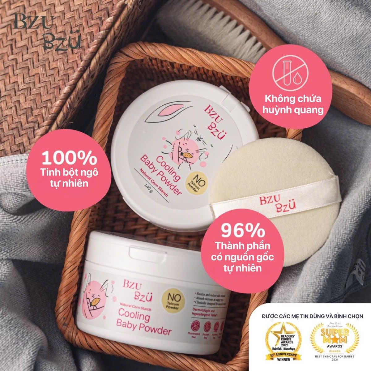Phấn rôm cho bé BZU BZU Cooling Baby Powder